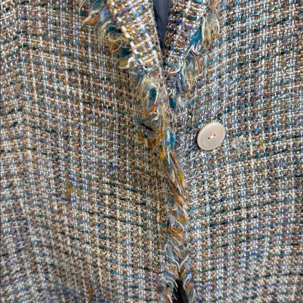 Zara Blue and Gray Tweed Blazer - Picture 9 of 14